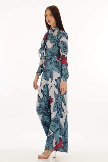 Koai_White Muslin, Cotton, Silk Floral Blossom Pattern Pant For Kids_Online_at_Aza_Fashions