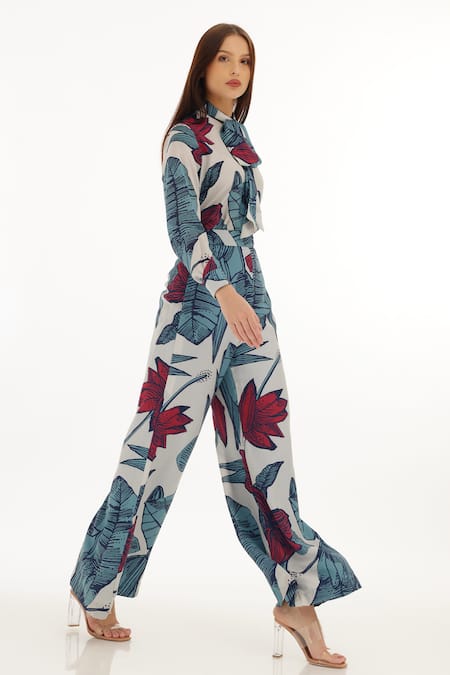 Buy_Koai_White Muslin, Cotton, Silk Floral Blossom Pattern Pant For Kids_Online_at_Aza_Fashions