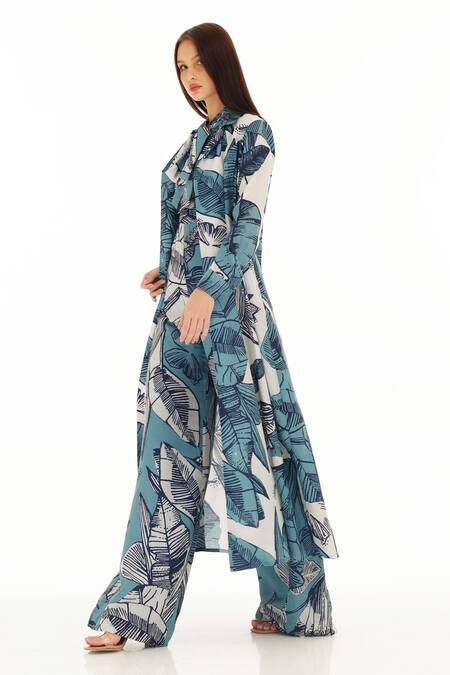 Buy_Koai_Blue Botanic Pattern Cape _Online_at_Aza_Fashions