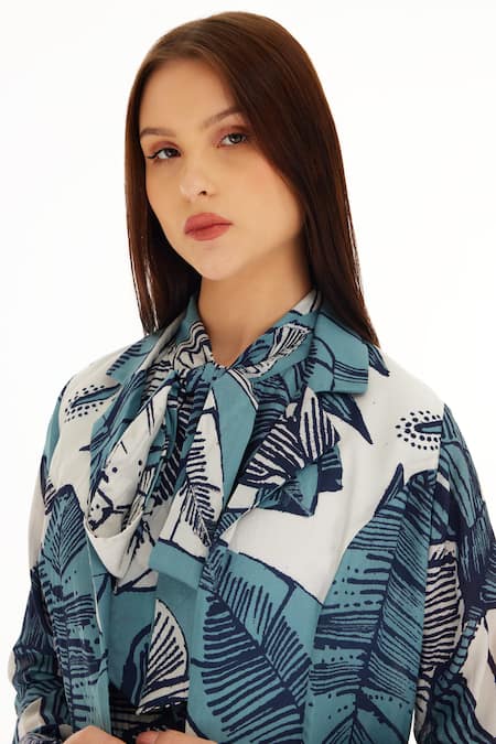 Koai_Blue Botanic Pattern Cape _at_Aza_Fashions