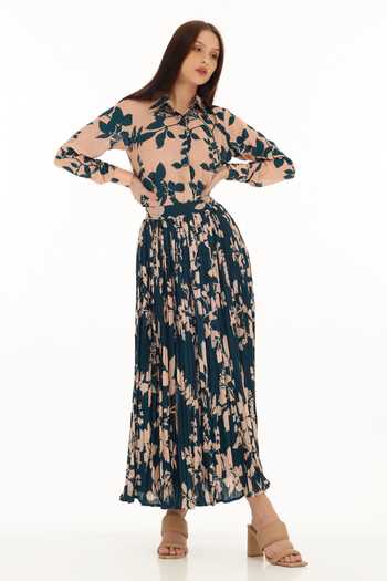 Shop Koai Pink Muslin, Cotton, Silk Collared Foliage Pattern Shirt Online at Aza Fashions Shop_Koai_Pink Muslin, Cotton, Silk Collared Foliage Pattern Shirt _Online_at_Aza_Fashions