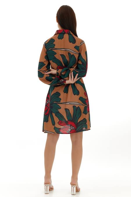 Koai Flower Pattern Shirt Dress 