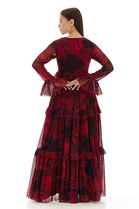 Koai Floral Pattern Tiered Dress 
