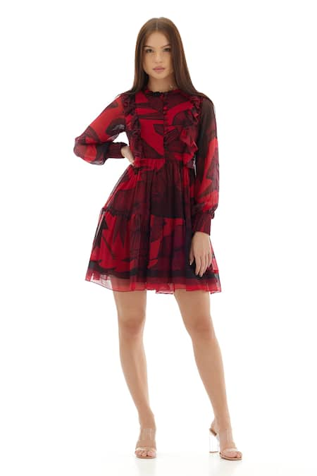 KoAi Floral Pattern Bishop Sleeve Dress 