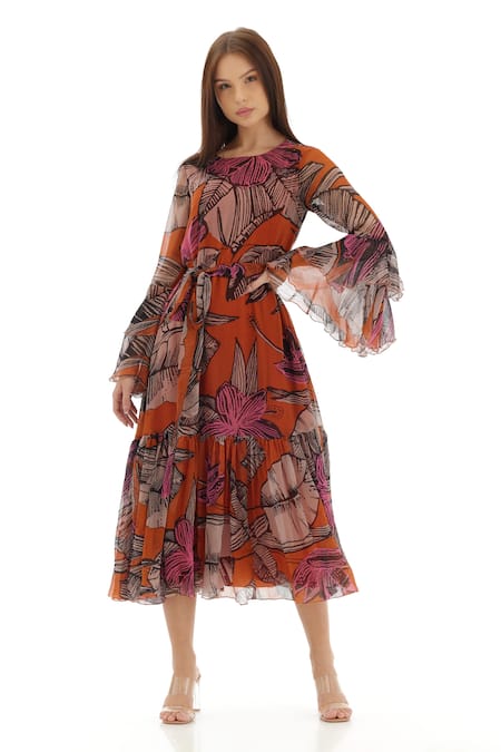 Koai Flared Floral Print Dress 