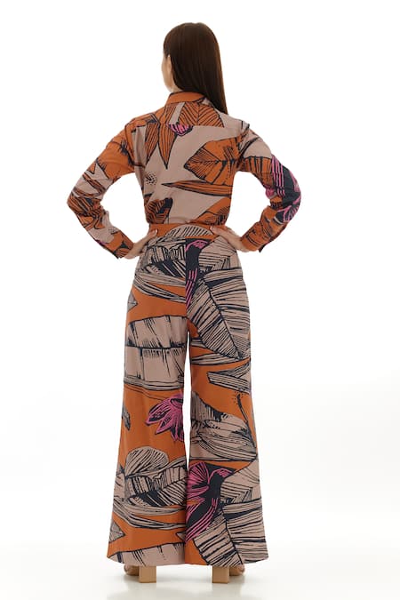 Shop Koai Off White Poplin, Cotton Embroidery Collared Tropical Floral Pattern Shirt at Aza Fashions Shop_Koai_Off White Poplin, Cotton Embroidery Collared Tropical Floral Pattern Shirt _at_Aza_Fashions