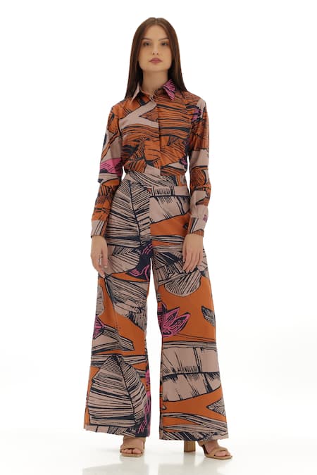 Koai Off White Cotton Tropical Floral Pattern Pant at Aza Fashions Koai_Off White Cotton Tropical Floral Pattern Pant _at_Aza_Fashions