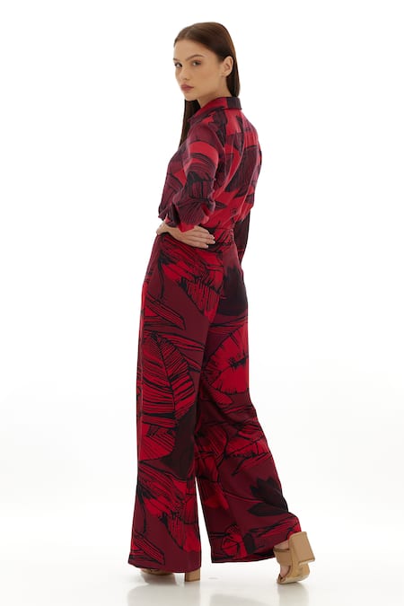 Shop_Koai_Pink Twill Floral Pattern Pant _Online_at_Aza_Fashions