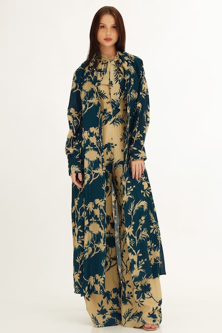 Buy Koai Blue Garden Pattern Cape Online at Aza Fashions Buy_Koai_Blue Garden Pattern Cape _Online_at_Aza_Fashions