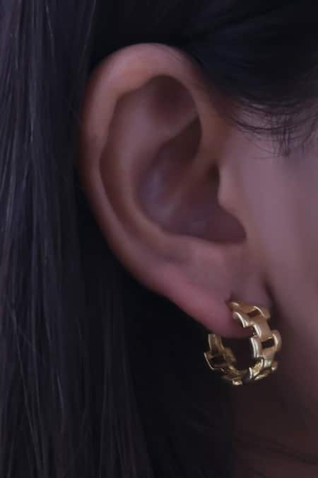 Anushka Jain Jewellery Gold Plated Wrist Watch Hoop Earrings 