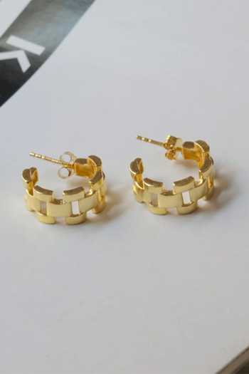 Buy_Anushka Jain Jewellery_Gold Plated Wrist Watch Hoop Earrings_Online_at_Aza_Fashions