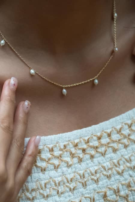 Anushka Jain Jewellery Mist Pearl Drop Necklace 