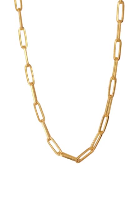 Buy Anushka Jain Jewellery Gold Plated Paper Clip Chain Necklace Online at Aza Fashions Buy_Anushka Jain Jewellery_Gold Plated Paper Clip Chain Necklace_Online_at_Aza_Fashions