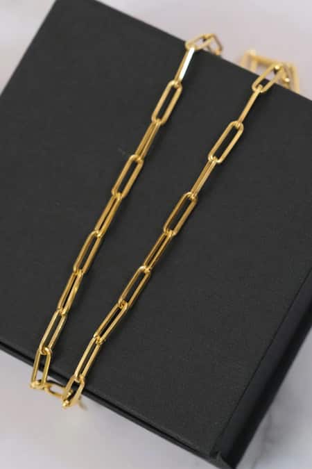 Buy Anushka Jain Jewellery Gold Plated Paper Clip Chain Necklace Buy_Anushka Jain Jewellery_Gold Plated Paper Clip Chain Necklace