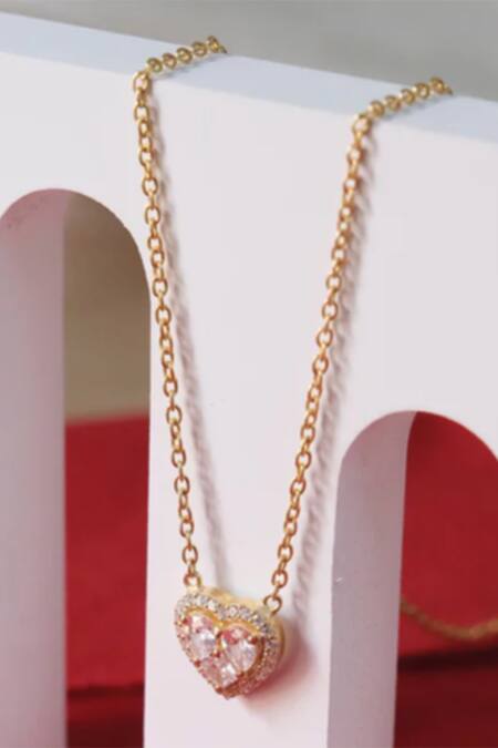 Shop_Anushka Jain Jewellery_Gold Plated Heart Goblet Pendant Necklace_at_Aza_Fashions