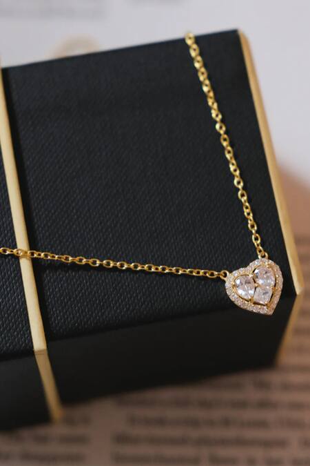 Shop_Anushka Jain Jewellery_Gold Plated Heart Goblet Pendant Necklace_Online_at_Aza_Fashions