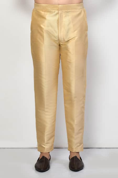 Arihant Rai Sinha_Gold Silk, Cotton Metallic Short Kurta Set _Online_at_Aza_Fashions