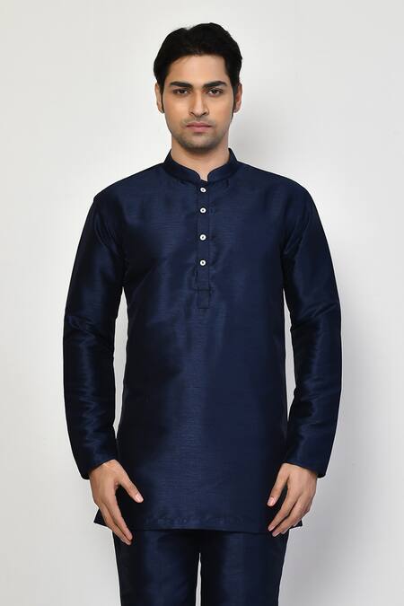 Buy Arihant Rai Sinha Blue Silk, Cotton Plain Full Sleeve Kurta Set Online at Aza Fashions Buy_Arihant Rai Sinha_Blue Silk, Cotton Plain Full Sleeve Kurta Set _Online_at_Aza_Fashions