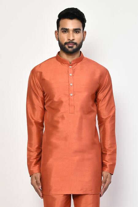 Buy Arihant Rai Sinha Peach Silk, Cotton Plain Short Kurta Pant Set Online at Aza Fashions Buy_Arihant Rai Sinha_Peach Silk, Cotton Plain Short Kurta Pant Set _Online_at_Aza_Fashions