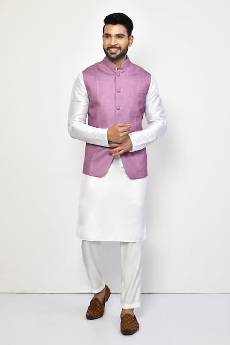 Arihant Rai Sinha Tonal Geometric Pattern Bundi Kurta Set 