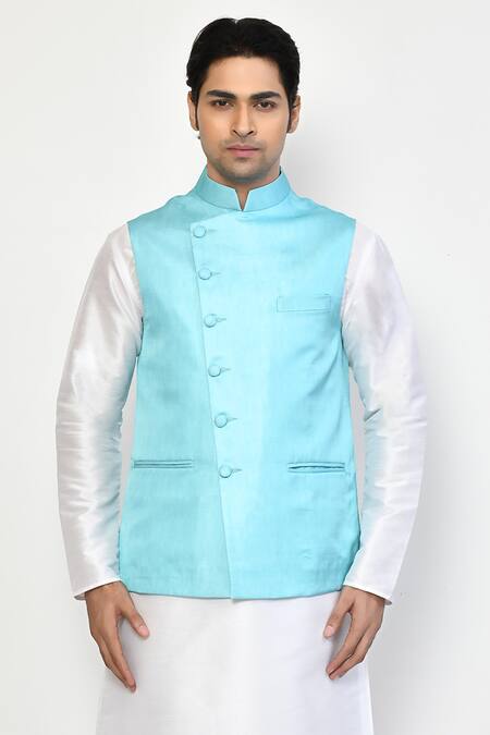Shop_Arihant Rai Sinha_Green , , Plain Bundi Kurta Set_Online_at_Aza_Fashions