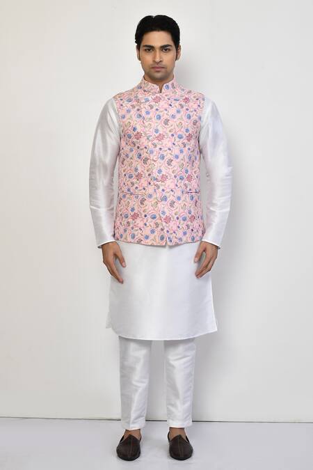 Buy Arihant Rai Sinha Pink Silk, Cotton, Brocade Embroidery Floral Garden Pattern Bundi Set Online at Aza Fashions Buy_Arihant Rai Sinha_Pink Silk, Cotton, Brocade Embroidery Floral Garden Pattern Bundi Set _Online_at_Aza_Fashions