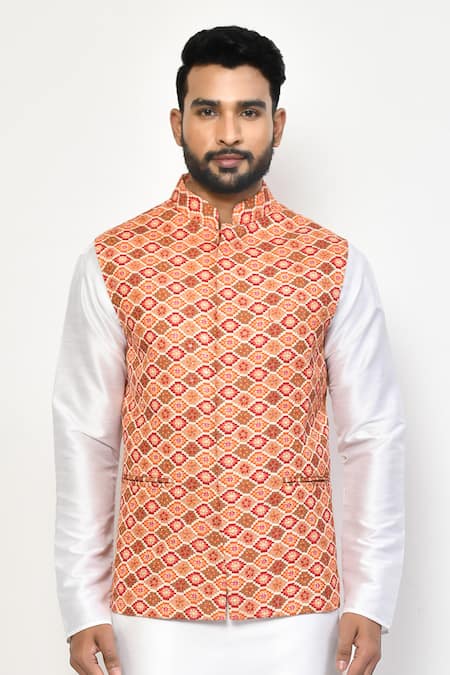 Buy_Arihant Rai Sinha_White Silk, Cotton Full Sleeve Plain Kurta Set_Online_at_Aza_Fashions