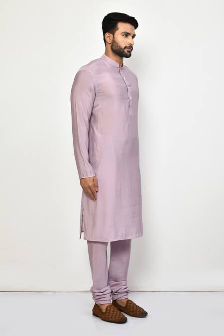 Buy_Arihant Rai Sinha_Purple Silk, Cotton Plain Straight Kurta Set