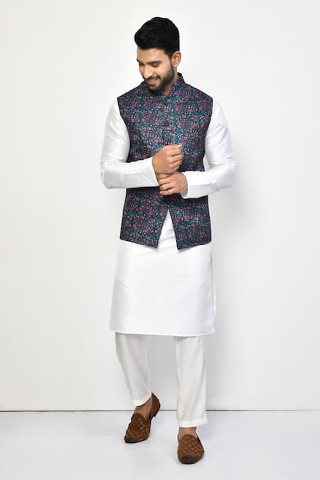 Arihant Rai Sinha Garden Print Bundi & Kurta Set 