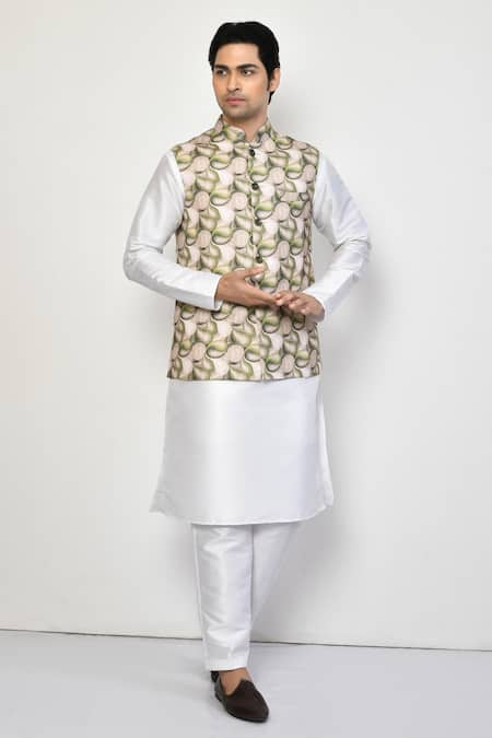 Arihant Rai Sinha Swirl Print Bundi & Kurta Set 