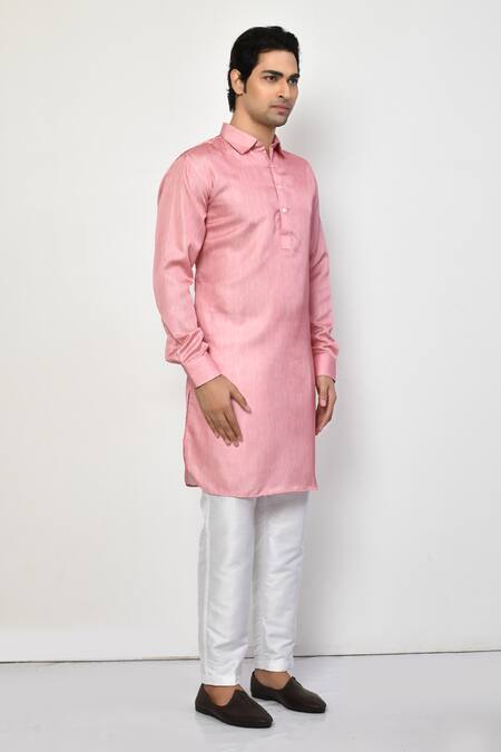 Buy_Arihant Rai Sinha_Pink Satin, Cotton Straight Kurta And Pant Set