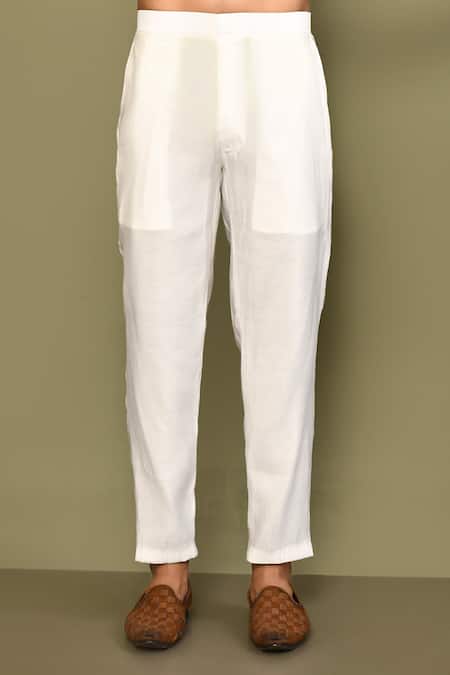 Arihant Rai Sinha_White , Satin Plain Straight Kurta Pant Set_Online_at_Aza_Fashions
