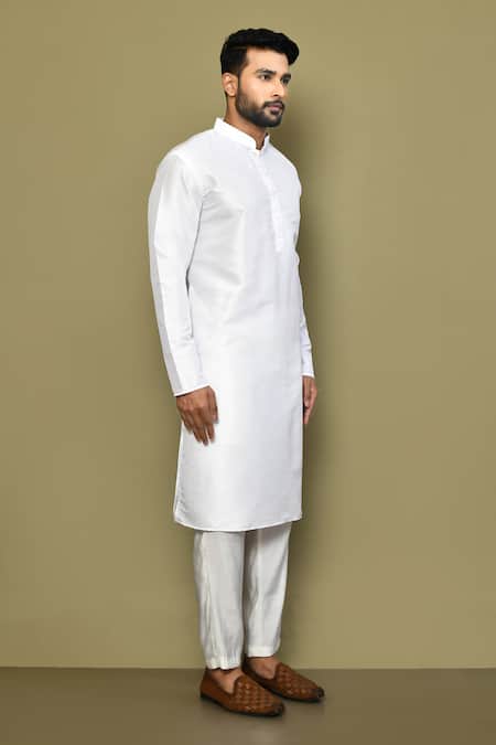 Buy_Arihant Rai Sinha_White , Satin Plain Straight Kurta Pant Set