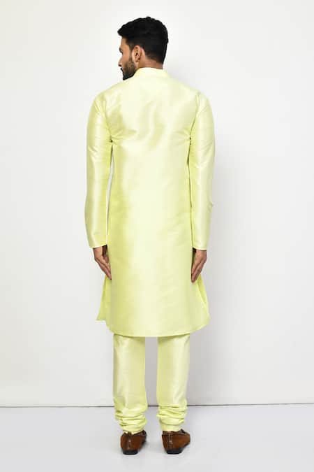 Shop_Arihant Rai Sinha_Green Cotton Straight Plain Kurta Set _at_Aza_Fashions