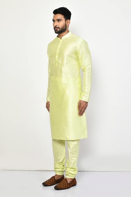 Arihant Rai Sinha_Green Cotton Straight Plain Kurta Set _at_Aza_Fashions