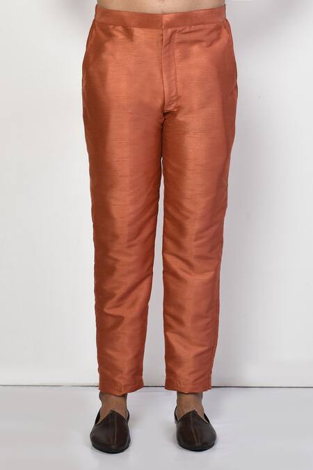 Arihant Rai Sinha Orange Silk, Cotton Short Plain Kurtaand Pant Set Online at Aza Fashions Arihant Rai Sinha_Orange Silk, Cotton Short Plain Kurtaand Pant Set _Online_at_Aza_Fashions