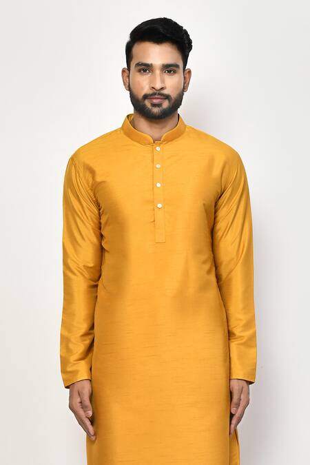 Buy Arihant Rai Sinha Yellow Silk, Cotton Bright Plain Long Kurta Set Online at Aza Fashions Buy_Arihant Rai Sinha_Yellow Silk, Cotton Bright Plain Long Kurta Set _Online_at_Aza_Fashions