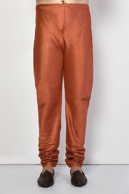 Arihant Rai Sinha_Orange Silk, Cotton Plain Long Bright Kurta Set _Online_at_Aza_Fashions