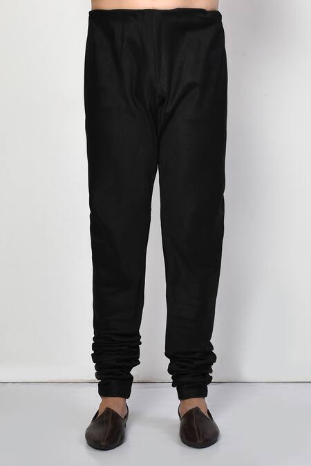 Arihant Rai Sinha_Black Silk, Cotton Straight Long Kurta Set _Online_at_Aza_Fashions