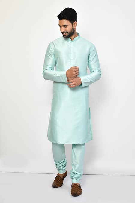 Arihant Rai Sinha Mandarin Collar Plain Pastel Kurta Set 