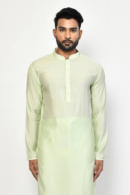 Buy Arihant Rai Sinha Green Cotton Plain Straight Mandarin Collar Pastel Kurta Set Online at Aza Fashions Buy_Arihant Rai Sinha_Green Cotton Plain Straight Mandarin Collar Pastel Kurta Set_Online_at_Aza_Fashions