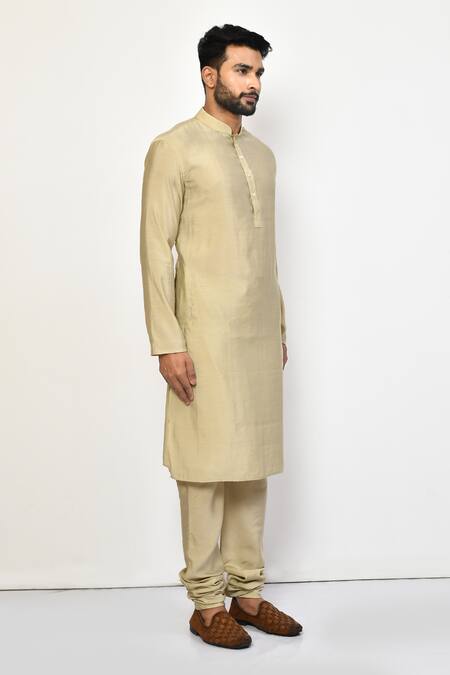 Buy_Arihant Rai Sinha_Beige Cotton Full Sleeve Straight Kurta Set 