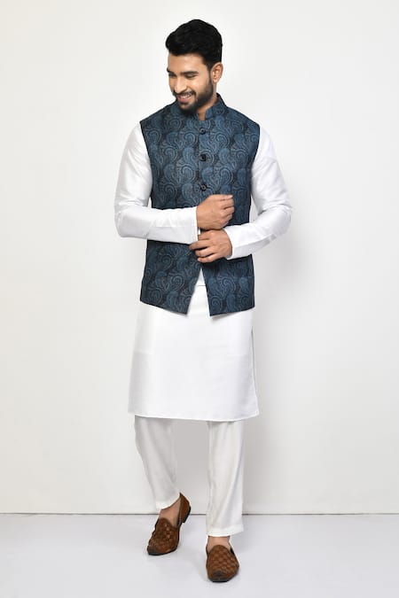 Arihant Rai Sinha Mughal Bloom Print Bundi Kurta Set 