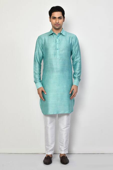 Buy_Arihant Rai Sinha_Blue , , Geometric Flora Print Pathani Kurta With Pant_Online_at_Aza_Fashions