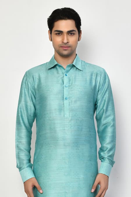 Shop Arihant Rai Sinha Blue , , Geometric Flora Print Pathani Kurta With Pant Online at Aza Fashions Shop_Arihant Rai Sinha_Blue , , Geometric Flora Print Pathani Kurta With Pant_Online_at_Aza_Fashions