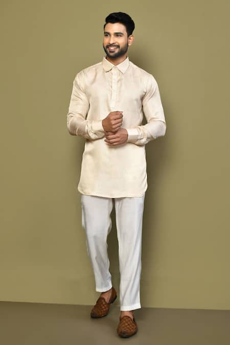 Arihant Rai Sinha Fleur Garden Print Collared Short Kurta With Pant 