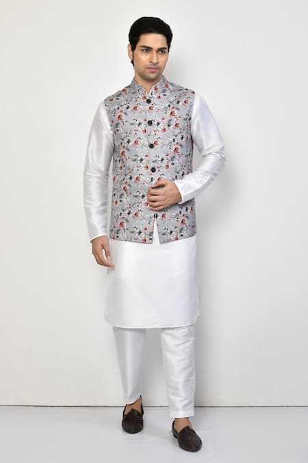 Arihant Rai Sinha Spring Blossom Print Bundi Kurta Set 