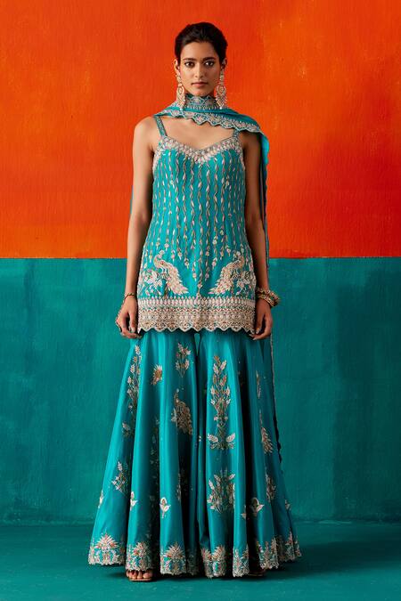 Aman Takyar Floral Embroidered Kurta Sharara Set 