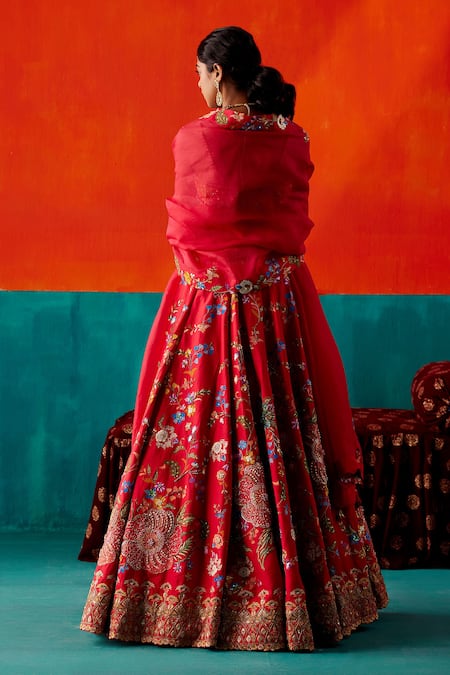 Aman Takyar Sunflower Applique Embroidered Bridal Lehenga Set 