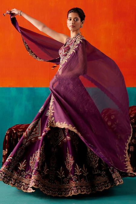 Aman Takyar Tassel Drop Embroidered Bridal Lehenga Set 